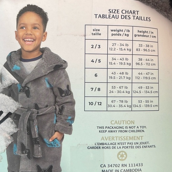 Med 7/8 Pekkle Plush Robe Boys - Picture 4 of 6